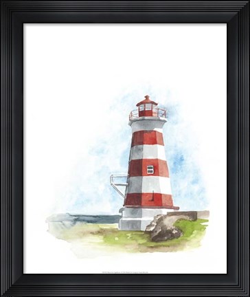 Framed Watercolor Lighthouse I Print