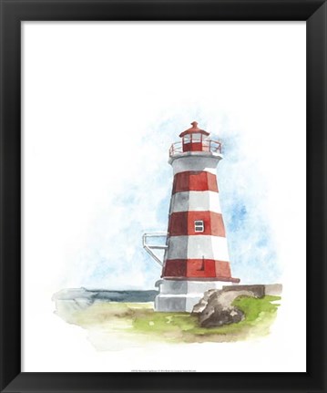 Framed Watercolor Lighthouse I Print