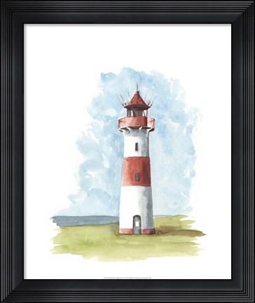 Framed Watercolor Lighthouse II Print