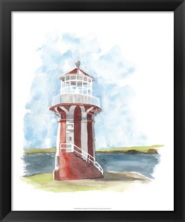 Framed Watercolor Lighthouse III Print