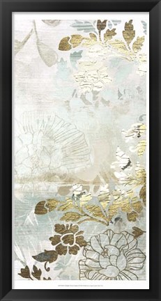 Framed Metallic Flower Garden I Print