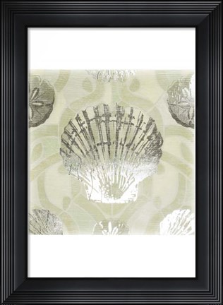 Framed Metallic Shell Tiles I Print