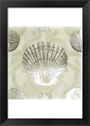 Framed Metallic Shell Tiles I Print