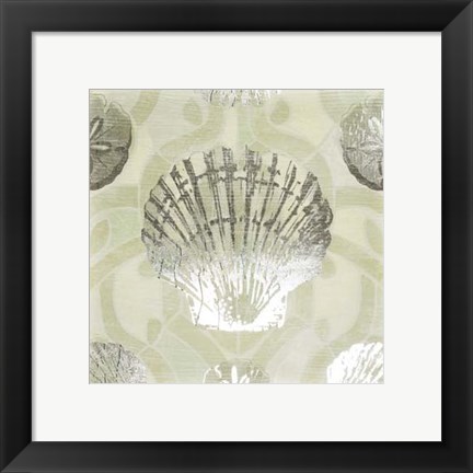 Framed Metallic Shell Tiles I Print