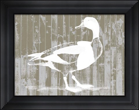 Framed Woodgrain Fowl I Print