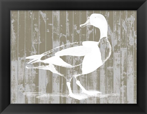 Framed Woodgrain Fowl I Print