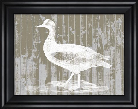 Framed Woodgrain Fowl II Print