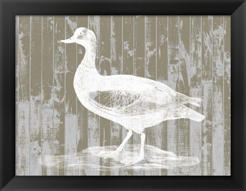 Framed Woodgrain Fowl II Print