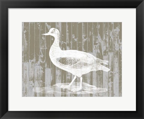 Framed Woodgrain Fowl II Print