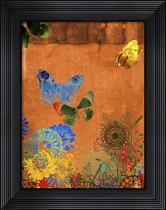 Framed Butterfly Panorama Triptych I Print