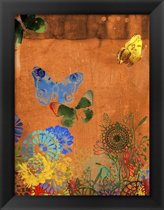 Framed Butterfly Panorama Triptych I Print