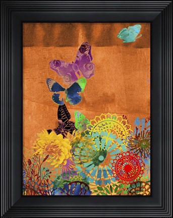 Framed Butterfly Panorama Triptych II Print