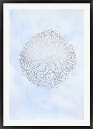Framed Silver Foil Ocean Gems I on Blue Wash Print