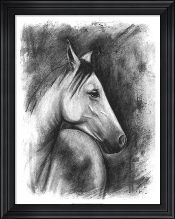 Framed Charcoal Equestrian Portrait I Print