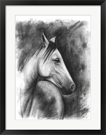 Framed Charcoal Equestrian Portrait I Print