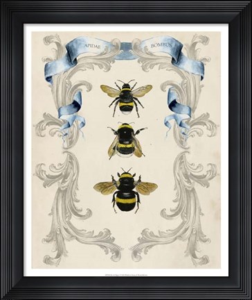 Framed Bees &amp; Filigree I Print