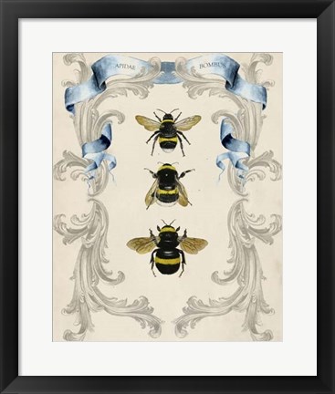 Framed Bees &amp; Filigree I Print