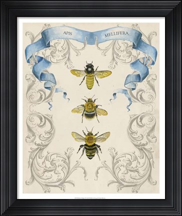 Framed Bees &amp; Filigree II Print