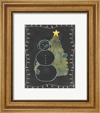 Framed Chalkboard Snowman II Print