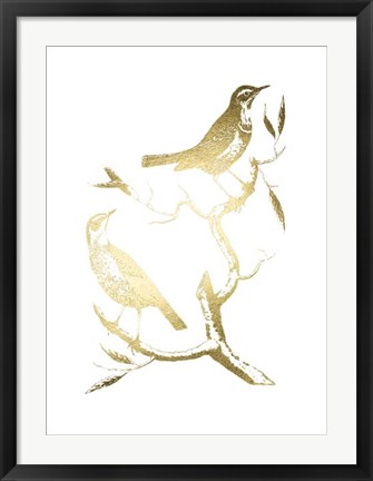 Framed Gold Foil Birds I Print