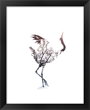 Framed Red Crowned Crane Pair, Part I Inverted Print