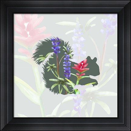 Framed Green Floral Squirrel Print