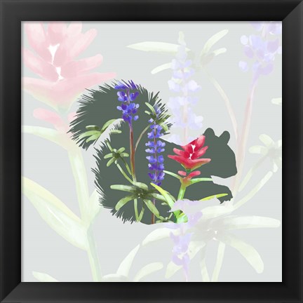 Framed Green Floral Squirrel Print