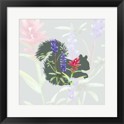 Framed Green Floral Squirrel Print