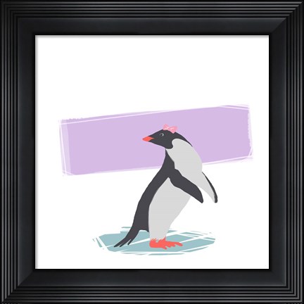 Framed Minimalist Penguin, Girls Part I Print