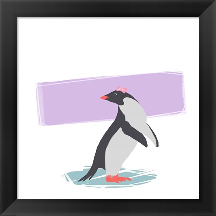 Framed Minimalist Penguin, Girls Part I Print
