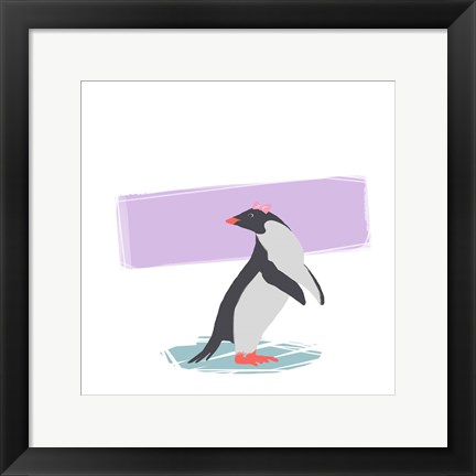 Framed Minimalist Penguin, Girls Part I Print