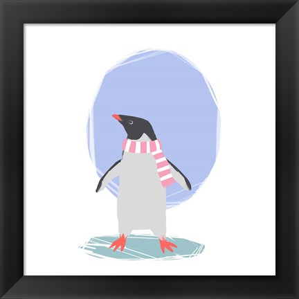 Framed Minimalist Penguin, Girls Part II Print