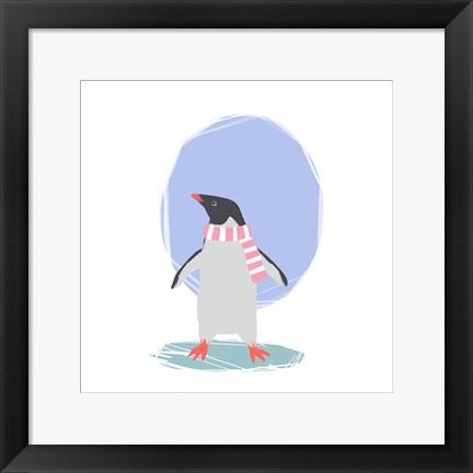 Framed Minimalist Penguin, Girls Part II Print