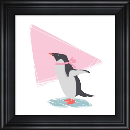 Framed Minimalist Penguin, Girls Part III Print