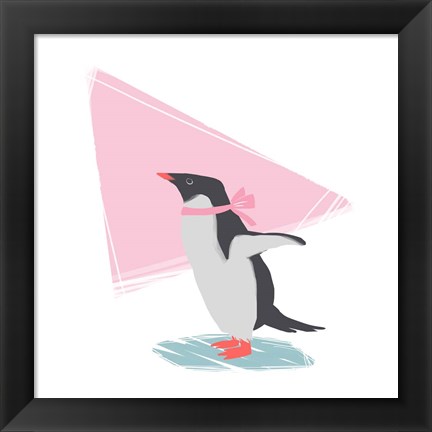 Framed Minimalist Penguin, Girls Part III Print