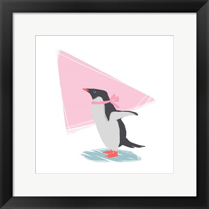 Framed Minimalist Penguin, Girls Part III Print