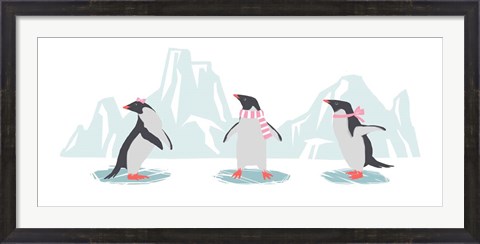Framed Minimalist Penguin Trio, Girls Print