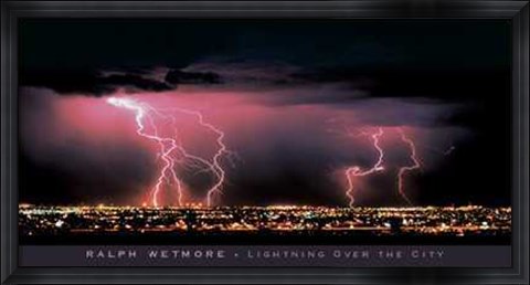 Framed Lightning Over the City Print