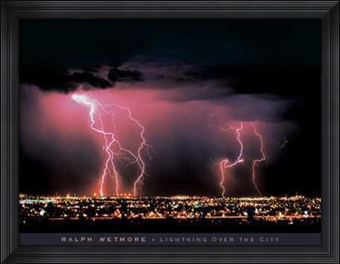 Framed Lightning Over the City Print