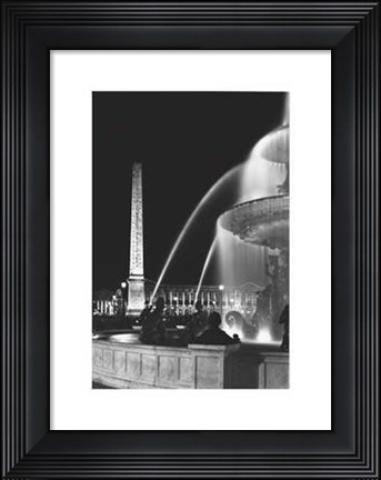 Framed Rene Jacques - Place de la Concorde, Paris 1946 Size 11.75x15.75 Print