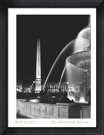 Framed Rene Jacques - Place de la Concorde, Paris 1946 Size 23.75x31.5 Print