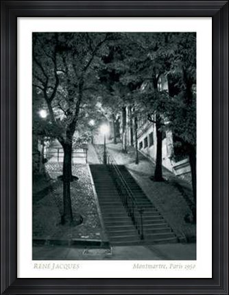 Framed Rene Jacques - Montmartre, Paris 1950 Size 23.75x31.5 Print