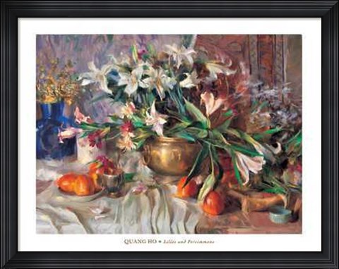 Framed Quang Ho - Lilies and Persimmons Size 35.5x27.5 Print