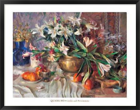 Framed Quang Ho - Lilies and Persimmons Size 35.5x27.5 Print