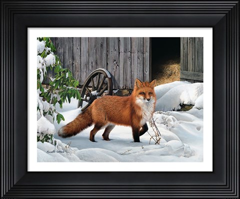 Framed Fox and Barn Print