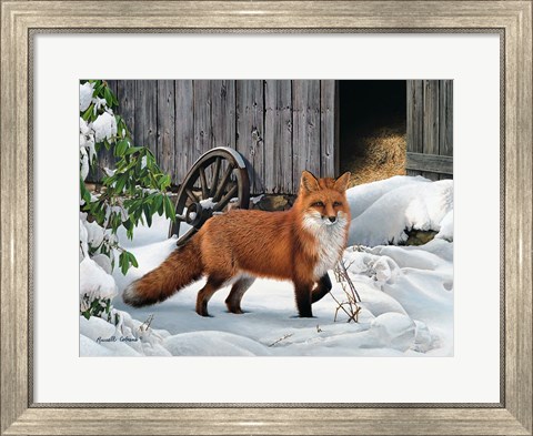 Framed Fox and Barn Print