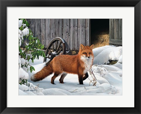 Framed Fox and Barn Print