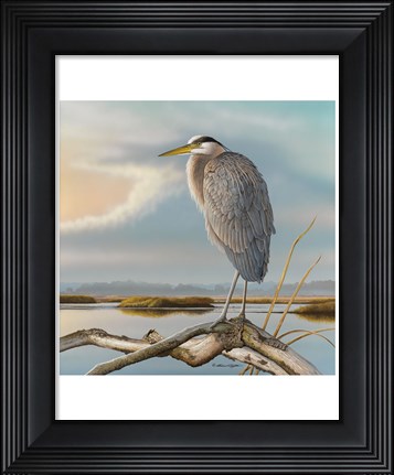 Framed Marsh Watch - Great Blue Heron Print