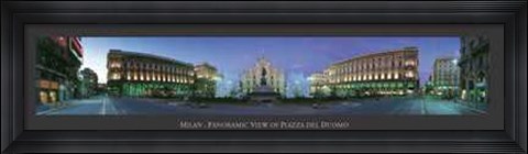 Framed Italy Milan - Panoramic Piazza del Duomo Print