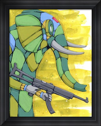 Framed Protecting his Ivory Print